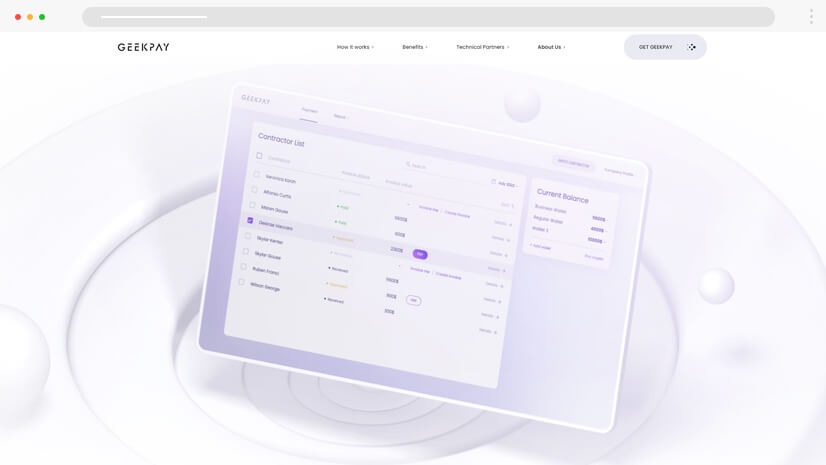 Pré-visualização minimalista de website em 3D